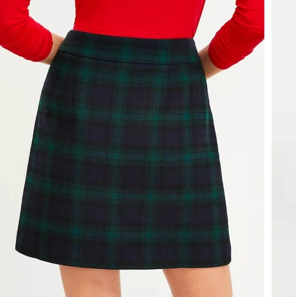 Loft Petite Plaid Button Trim Shift Skirt - Picture 6 of 7